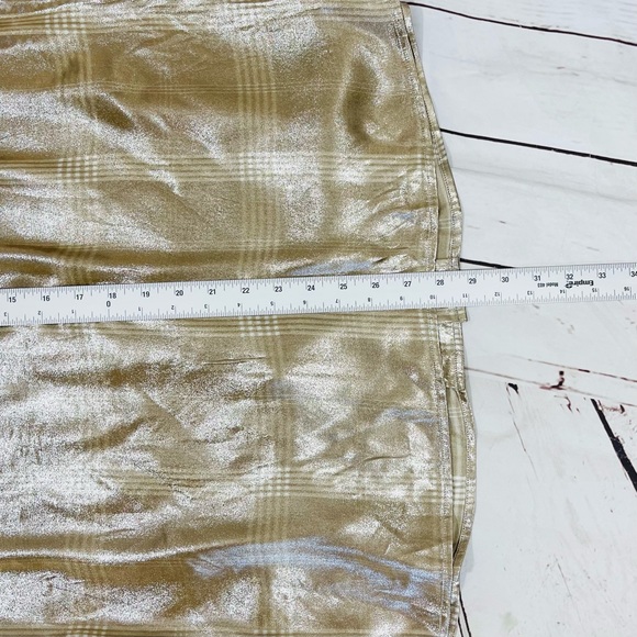 Ralph Lauren Purple Label Shirt Womens Size 10 Taupe Sequin Plaid Silk Blend - Picture 14 of 14